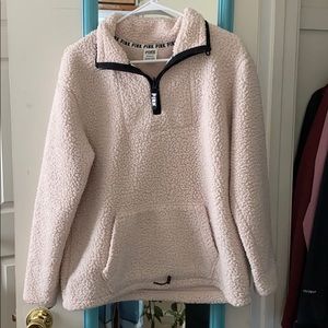 Pink Sherpa quarter zip jacket